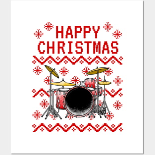 Drummer Ugly Christmas Drum Teacher Musician Posters and Art